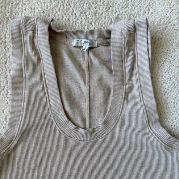 Z SUPPLY Beige Sirena Ribbed Fitted Tank Top Womens Size S Casual Staple Boho - Picture 4 of 7
